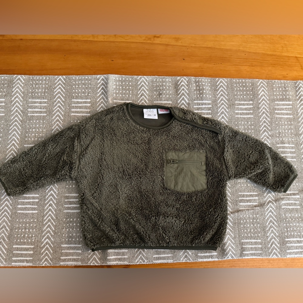 Zara Olive Green Infant Top with Crew Neck